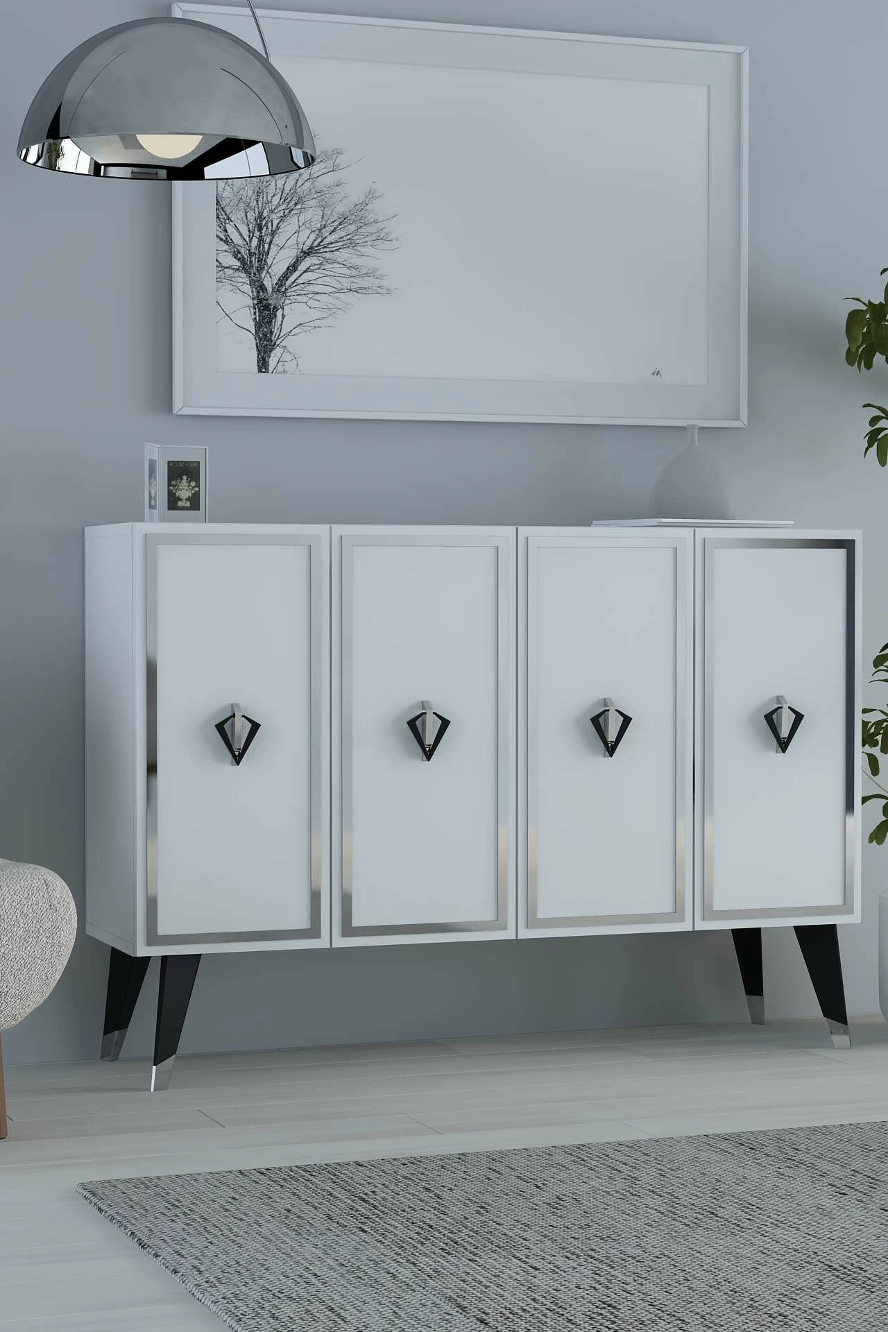 Konsol Skye Decor, 8176KM-32, e bardhë, e zezë, argjend