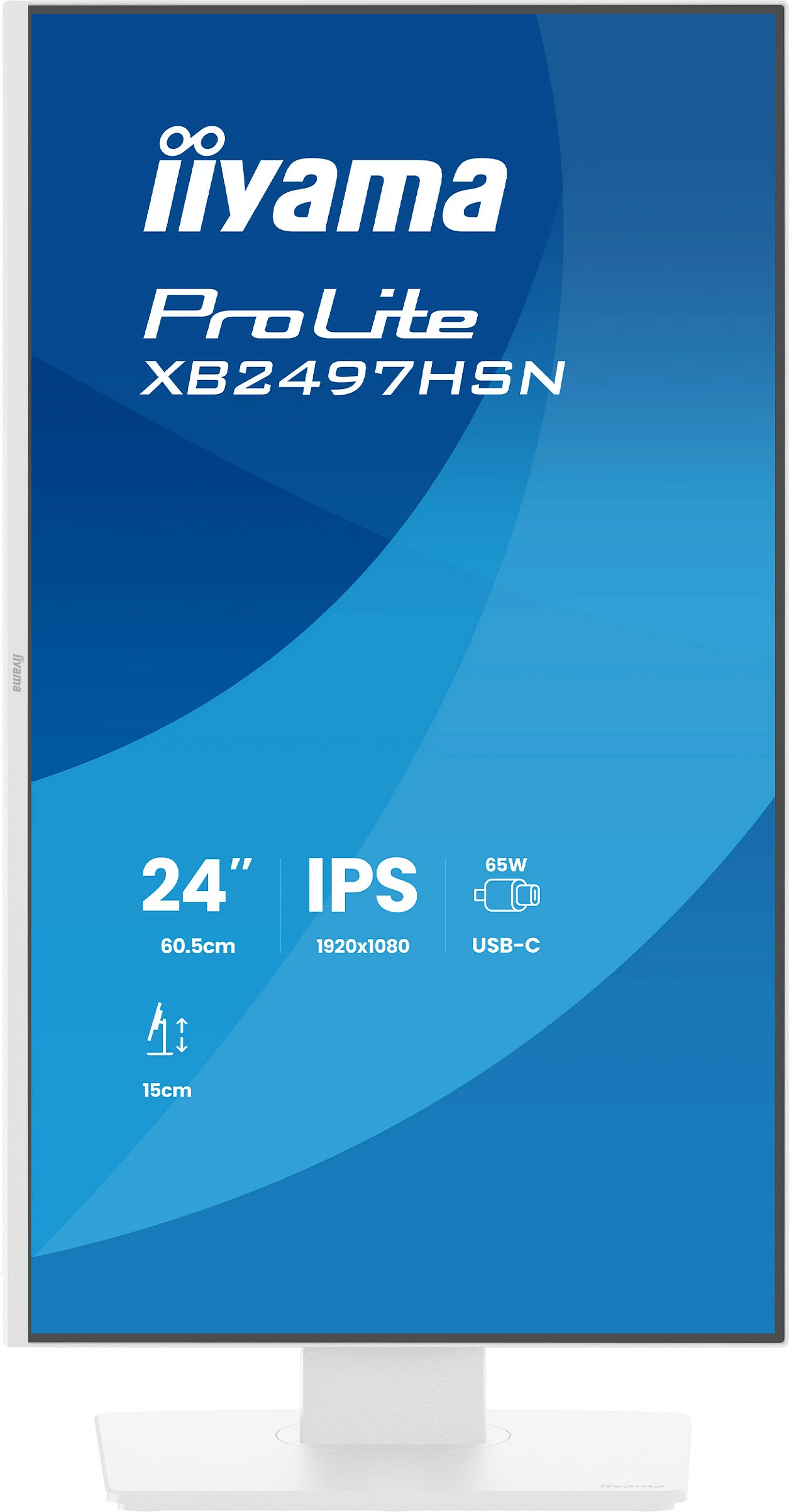 Monitor iiyama ProLite XB2497HSN-W1, 23.8", IPS, FHD 100Hz, USB-C 65W, i bardhë