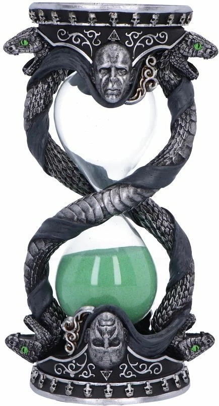Orë rëre NEMESIS NOW Harry Potter Lord Voldemort 18 cm, rrëshirë & xham, e pikturuar me dorë, zezë/gjelbër, në kuti dhuratë