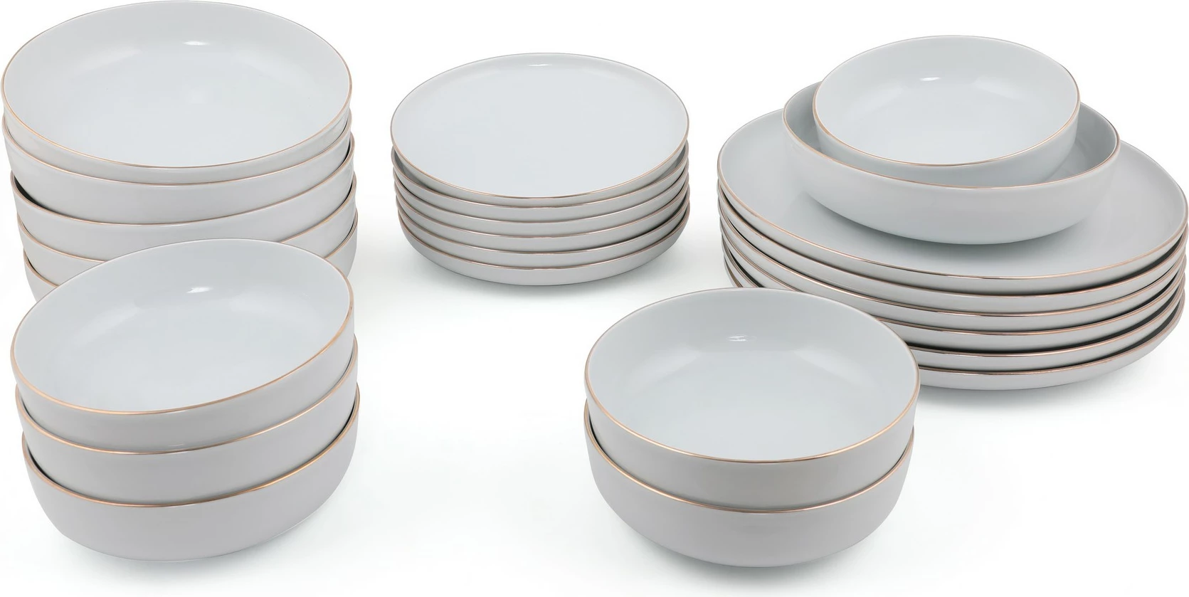Set enësh për drekë (24 copë), Hermia Concept, MOD24Y220, ngjyrë ari dhe e bardhë