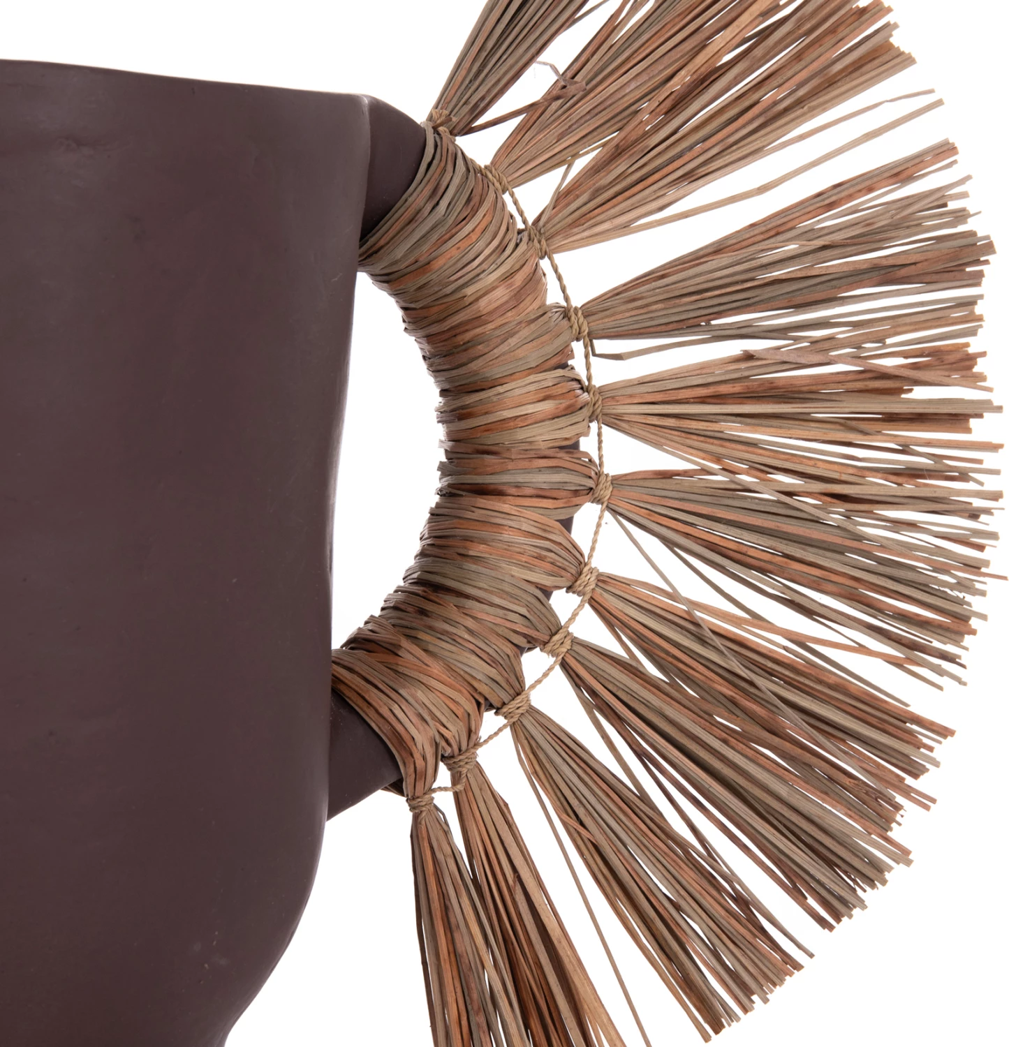 Vazo dekorative tavoline ALICA, terrakotë, ngjyrë çokollate, me bar të thatë, 55x19x34cm