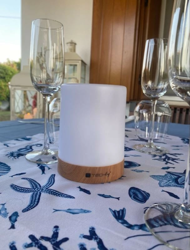 Llambë nate Techly I-LED TOUCH, LED, 12 cm, e bardhë, shumëngjyrëshe, USB