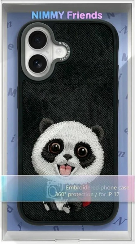 Kutia mbrojtëse Nimmy Big Eyed Pet 2.0 Panda për iPhone 17, e zezë