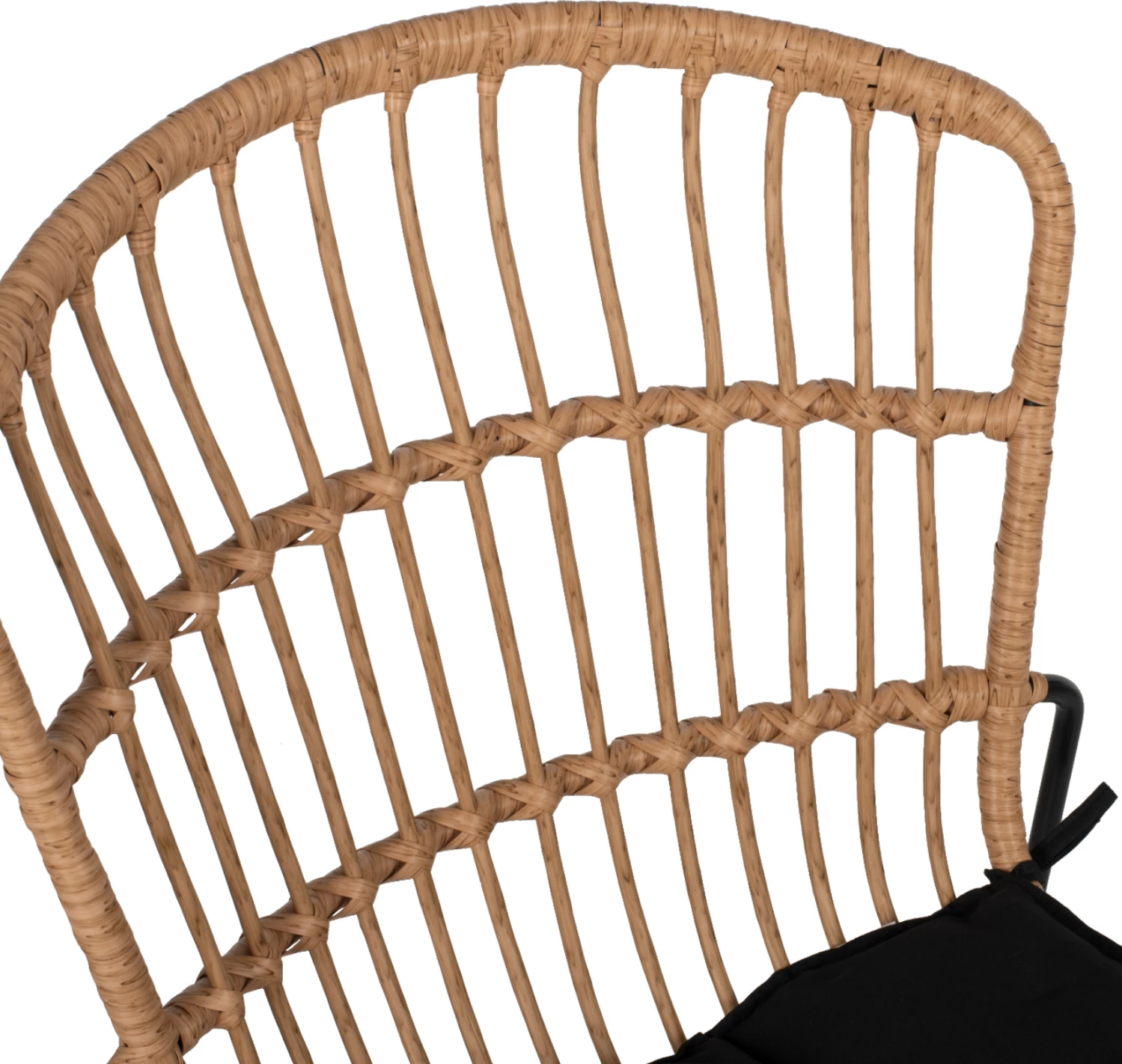 Karrige profesionale metalike, jastëk i zi, rattan natyral, 51.5x58x86 cm, FH5866.01