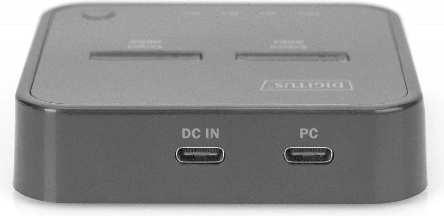 Stacion dokimi i dyfishtë Digitus DA-71545 për SSD M.2 NVMe, funksion klonimi offline, USB-C, zi