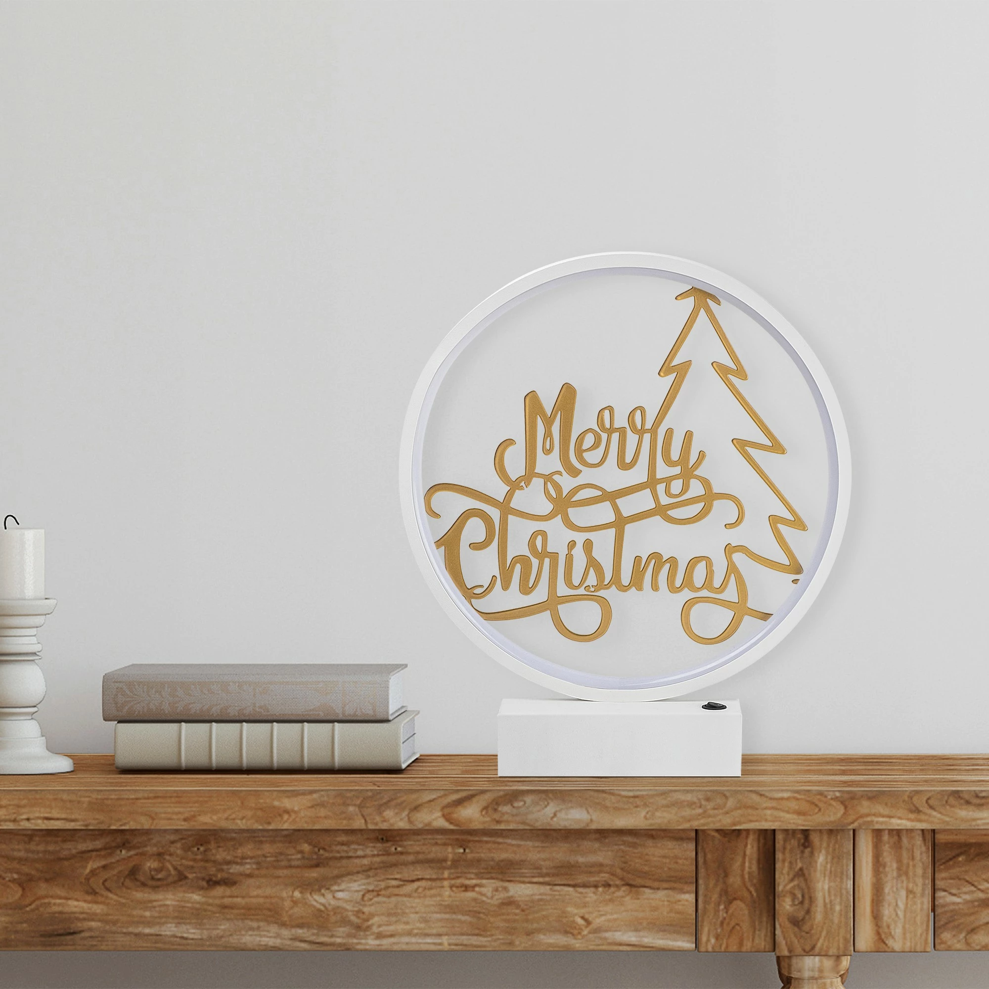 Llambë tavoline Opviq, model XMAS10, e bardhë dhe ari