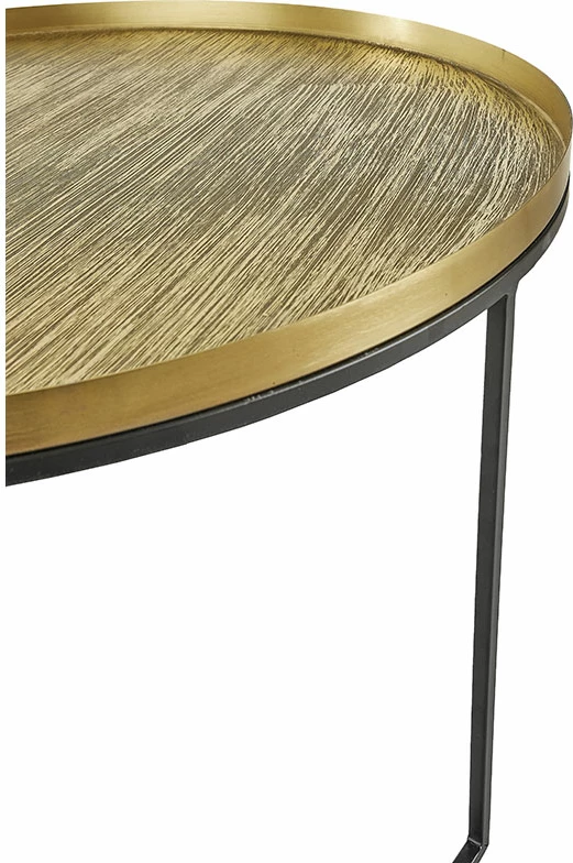 Set tavolinash kafeje Totale, 2 copë, ngjyrë bronzi antik dhe e zezë, 76x76x43.5