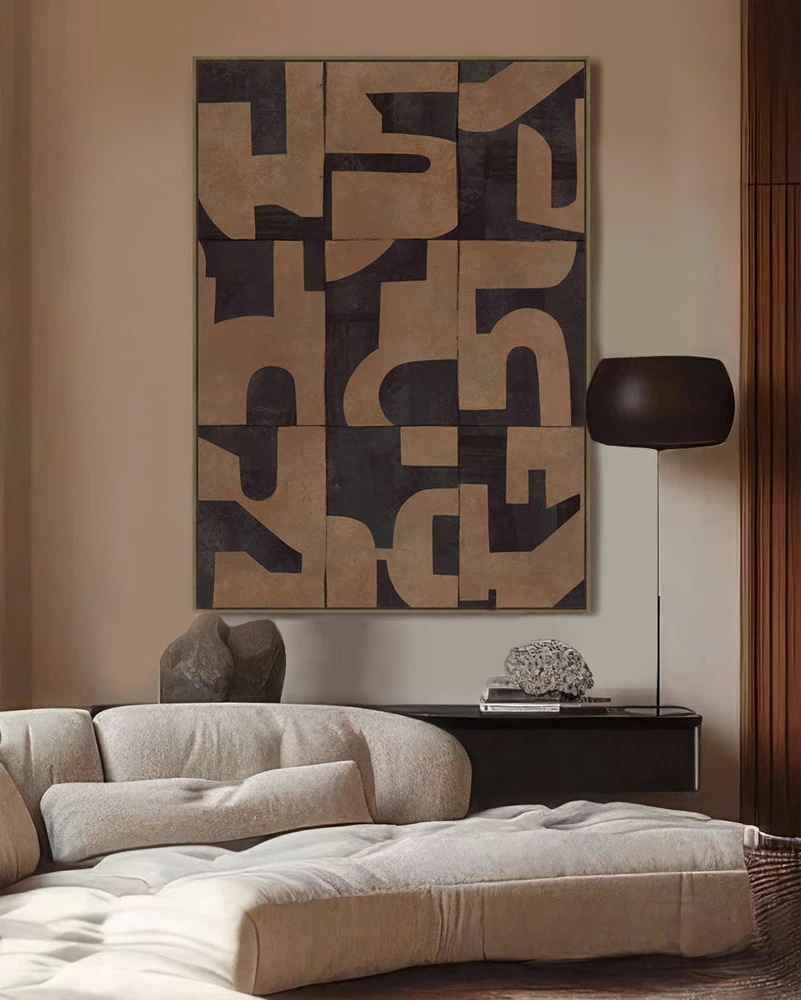 Pikturë dekorative abstrakte me kornizë, kafe, 80x120x4cm