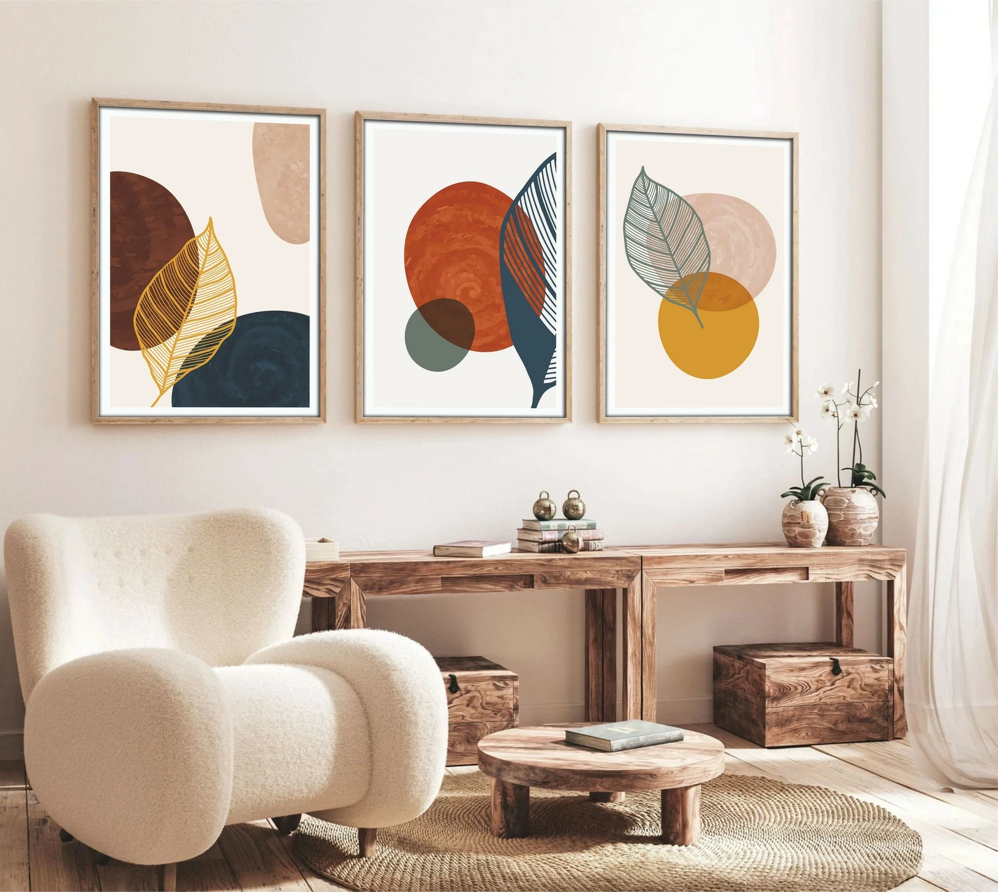 Pikturë dekorative me kornizë MDF (3 copë), Wallity, Huhu209, 30x40cm