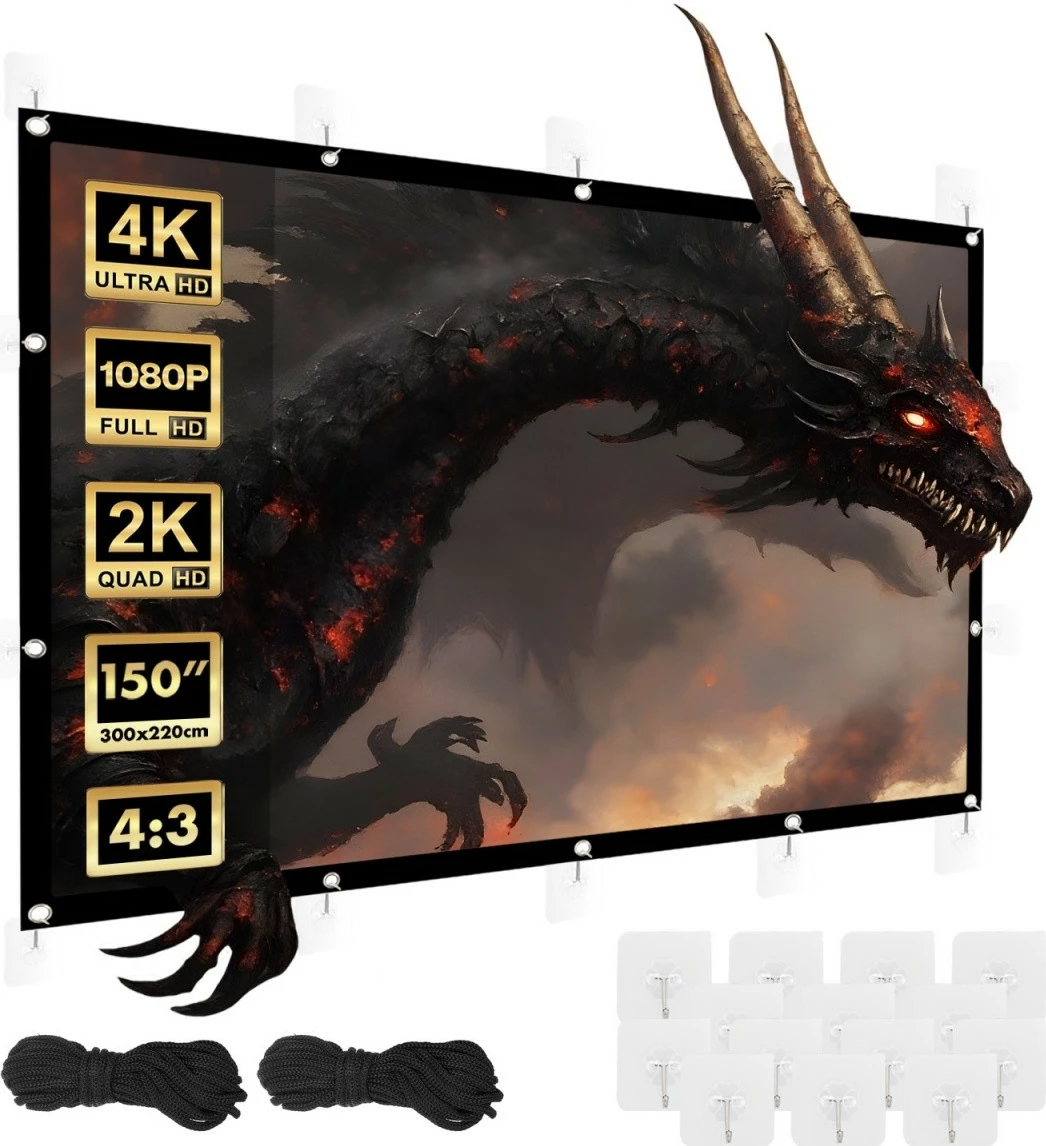 Ekran projekcioni Maclean MC-168, 150 inç, 300x220cm, manual, 4:3