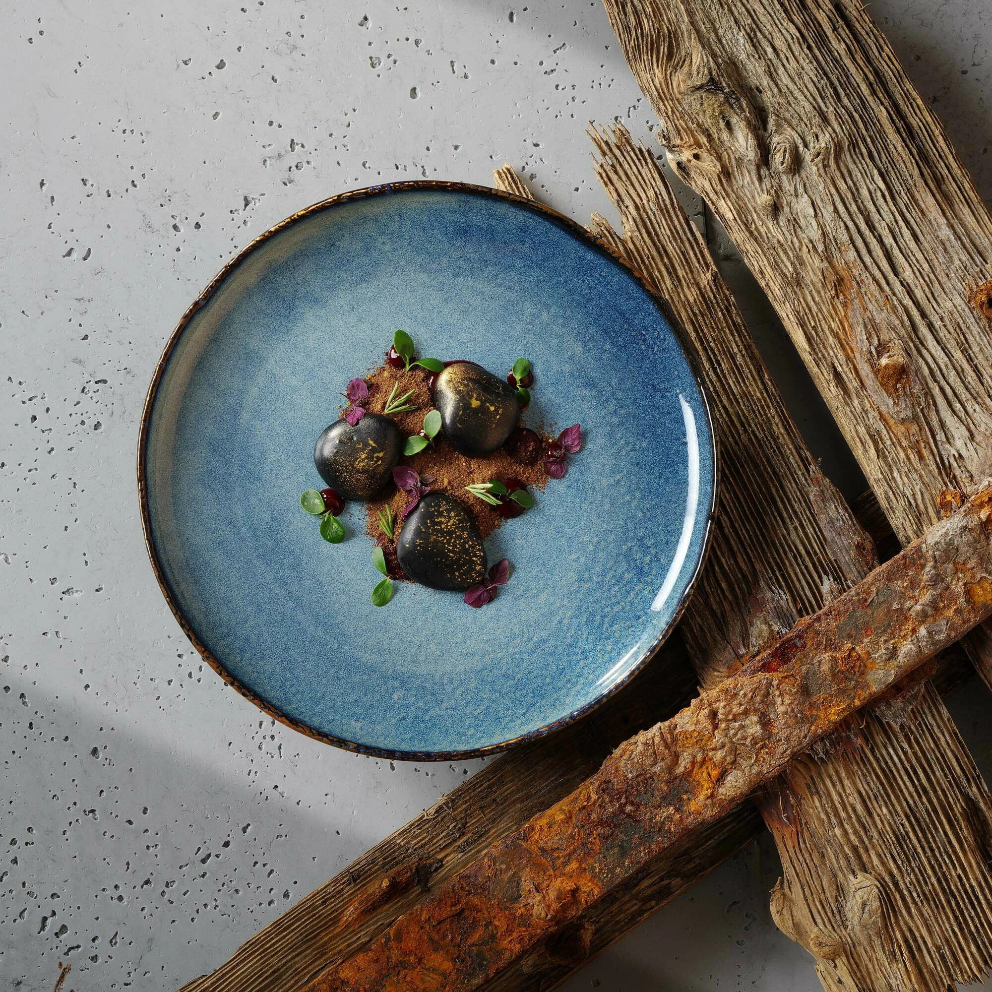 Pjatë e sheshtë Fine Dine Eminence Ø270 mm, porcelan, blu, set 3 copë