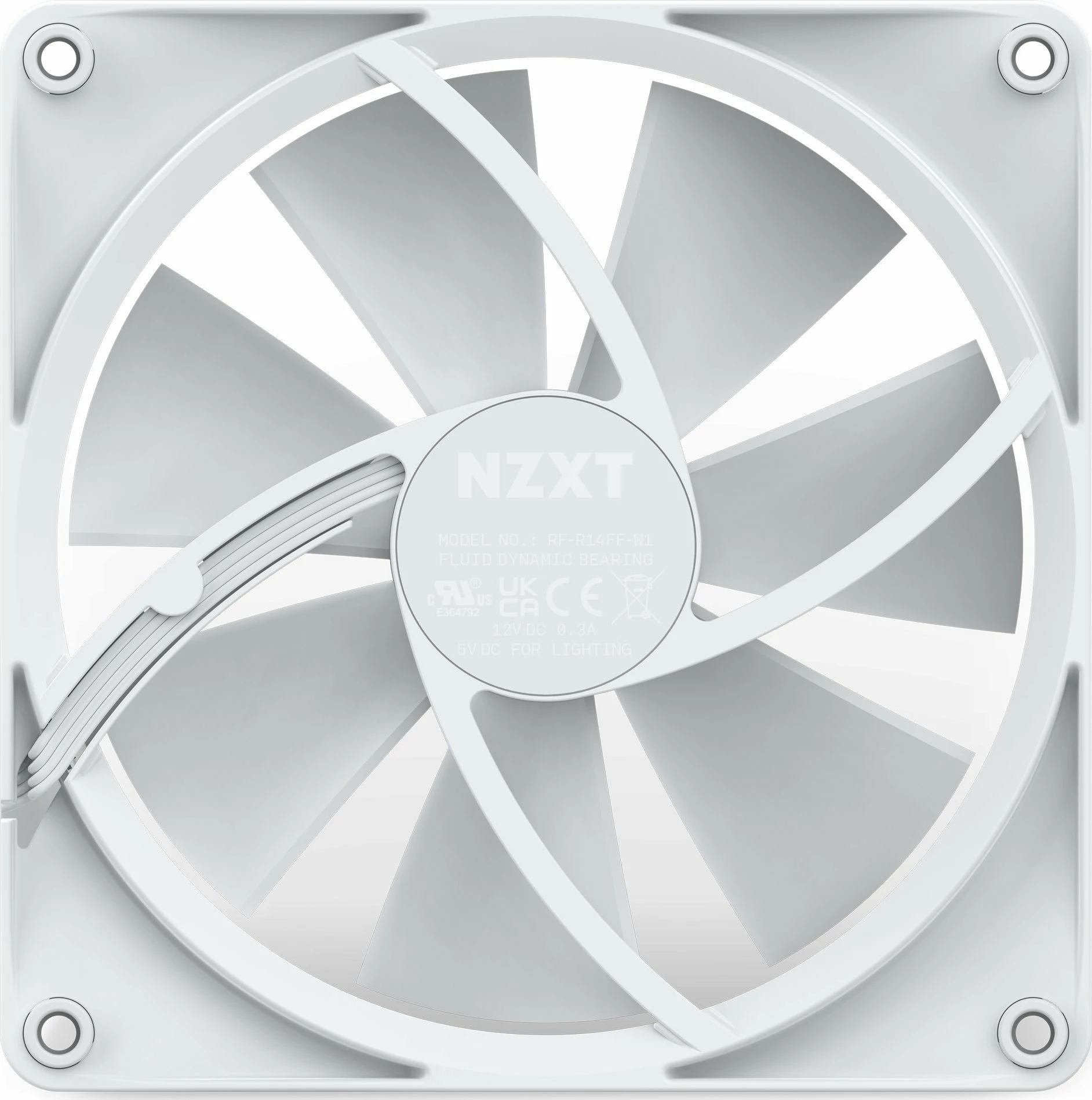 Ventilator kasë NZXT F140 RGB RF-R14SF-W1 140 mm PWM, i bardhë, 1 copë