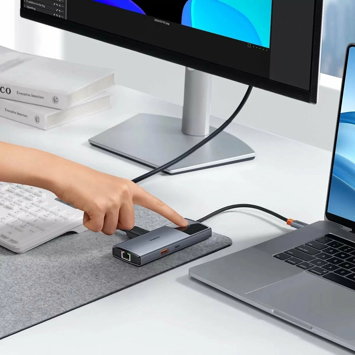 Hub USB Baseus Metal Gleam Series II 6-në-1 USB-C, HDMI 4K@60Hz, RJ-45 1Gbps, USB-C PD 100W, 2x USB-A 3.2 Gen2 10Gbps, gri