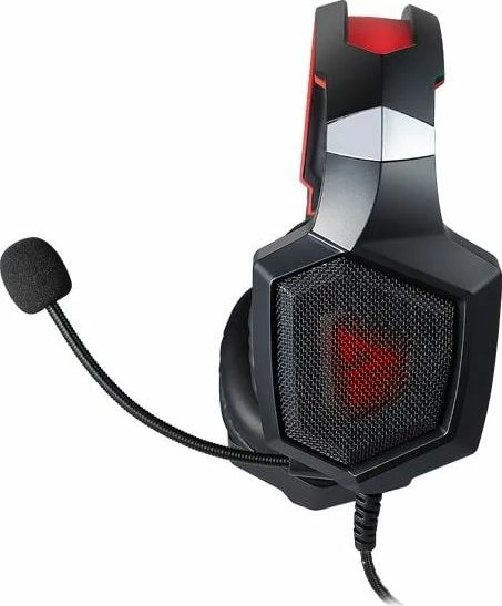 Kufje gaming Savio Forge, me mikrofon, me kabllo, 3.5 mm + USB, ndriçim i kuq
