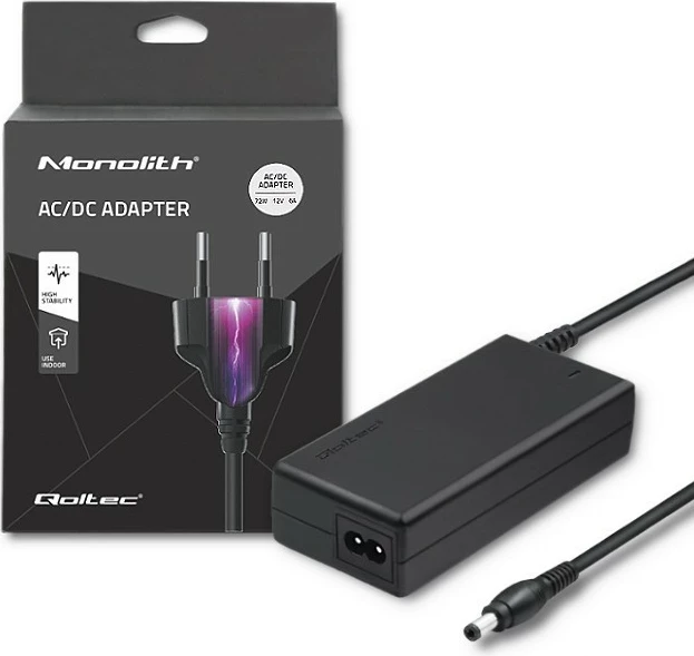 Furnizues energjie Qoltec 51107.72W, 12V, 6A, 5.5*2.5 mm, i zi