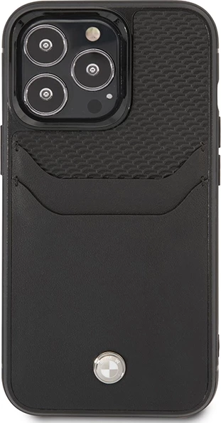 Mbështjellës BMW Leather Card Slot për iPhone 14 Pro 6.1", lëkurë, i zi