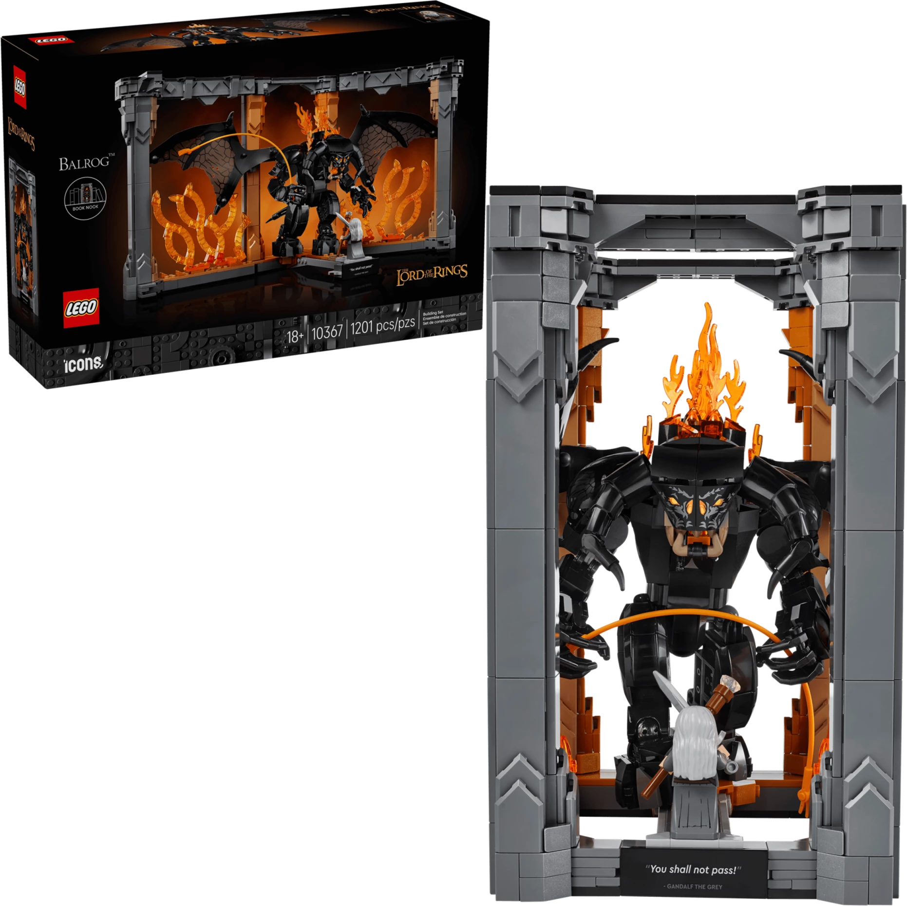 Set LEGO Icons The Lord of the Rings Balrog Book Nook 10367, 1201 copë, 18+