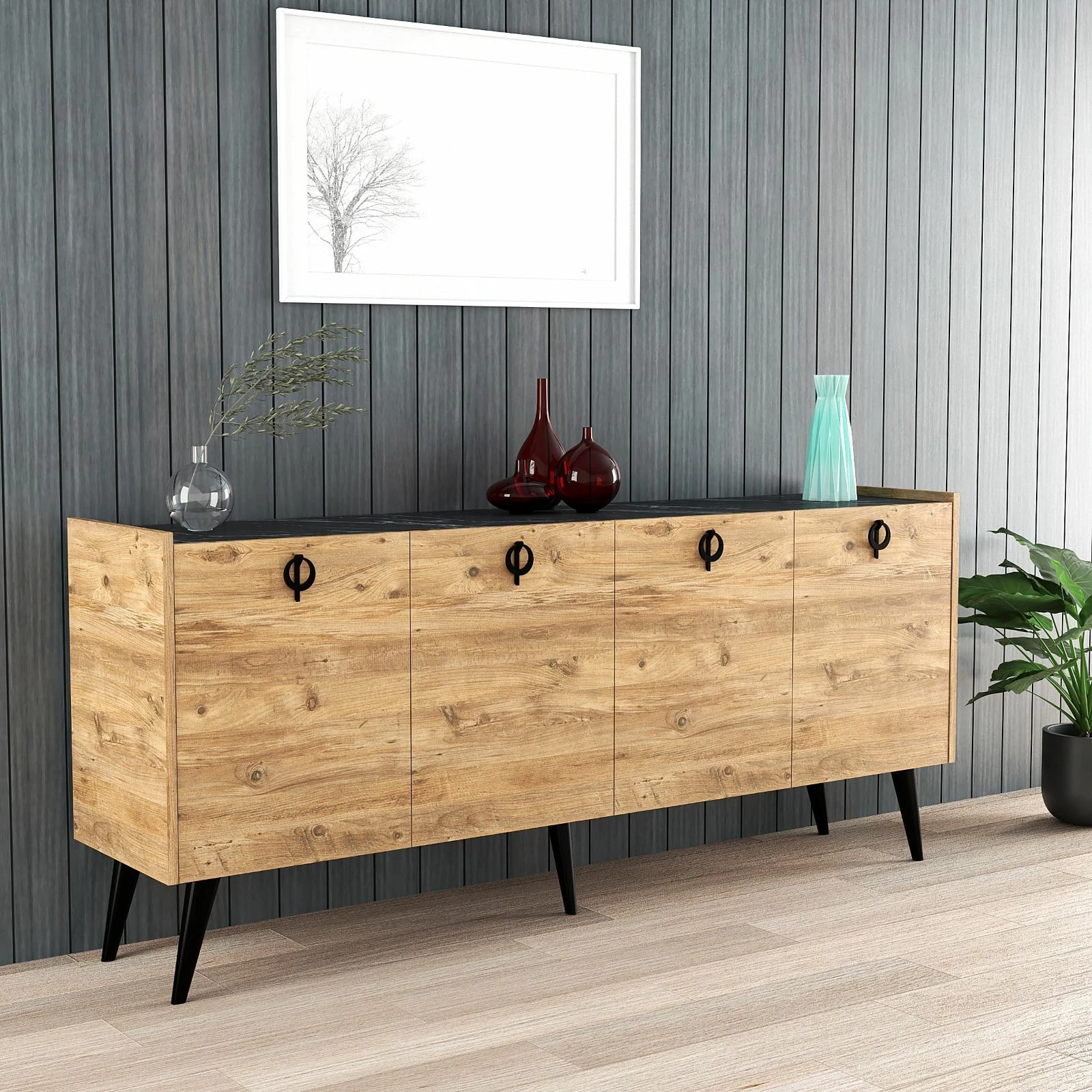 Konsol Skye Decor, ngjyrë Atlantic Pine, 180x79x40cm