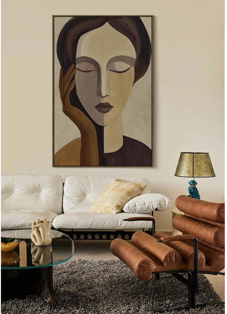 Pikturë dekorative SONAR LADY me kornizë, kanavacë, ngjyrë bezhë dhe shumëngjyrëshe, 80x120x4cm