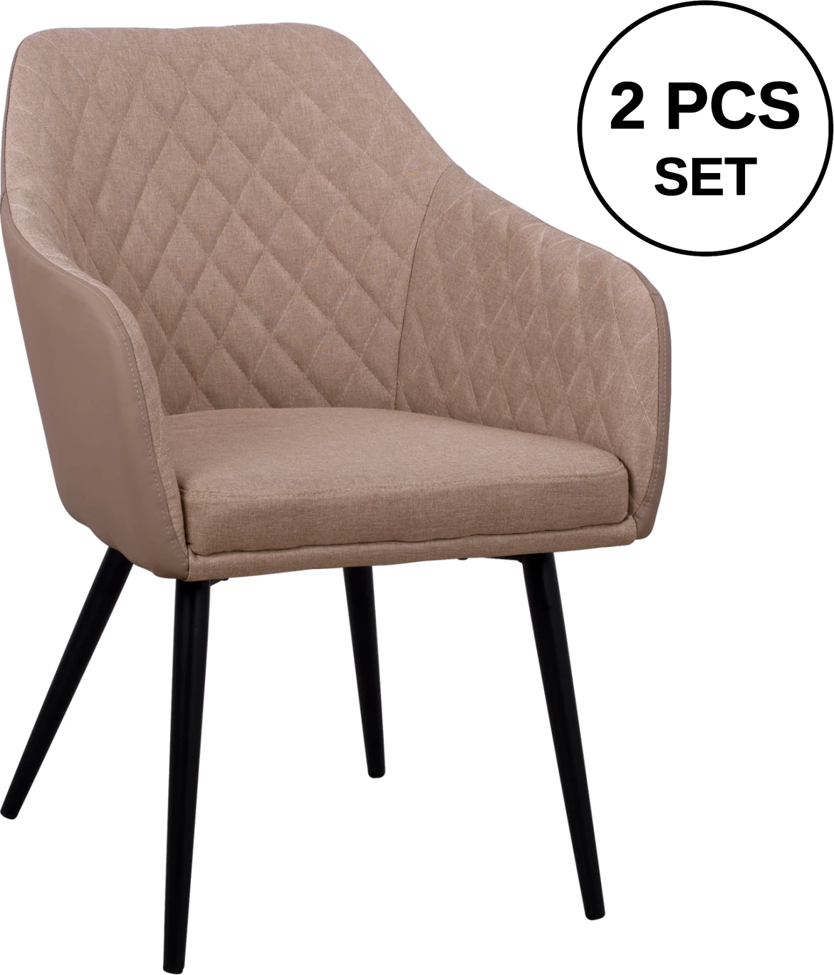 Karrige Charles FH8522.07 me pëlhurë Bezhë & PU Bezhë 57x63x83 cm, set prej 2 copash