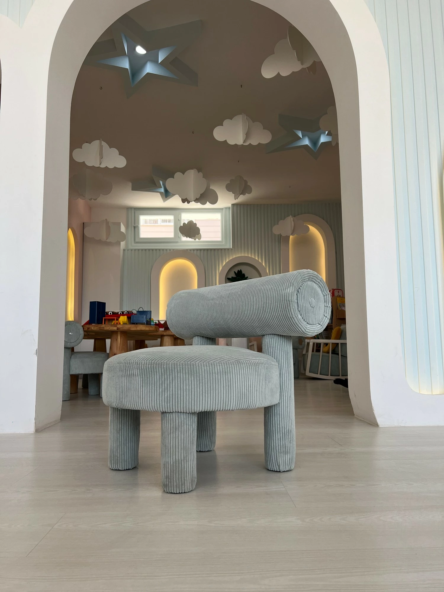 Karrige lounge Dino, ngjyrë kaltër