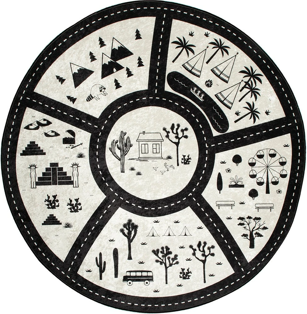 Qilim rrumbullak, dizajn Black City, 140 cm