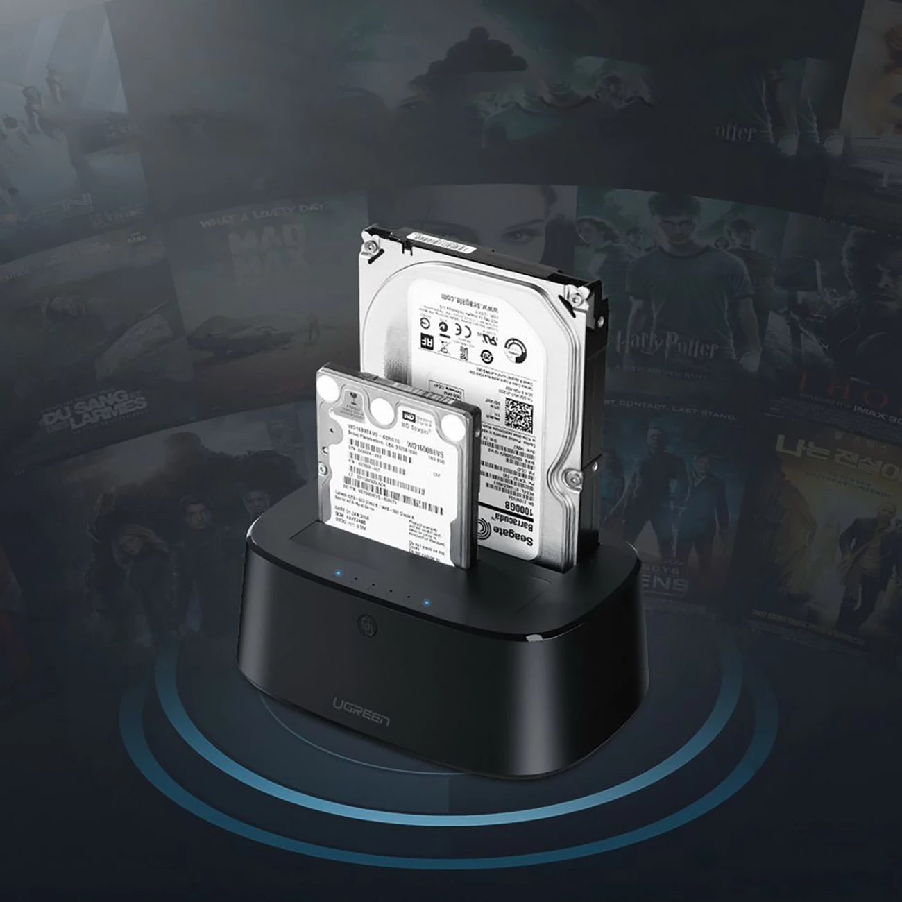 Docking station Ugreen CM198 50857 për HDD/SSD SATA 2.5"/3.5", USB 3.0, me furnizim EU, e zezë