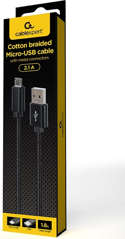 Kabllo Micro-USB Gembird CCDB-mUSB2B-AMBM-6, 1.8 m, e zezë