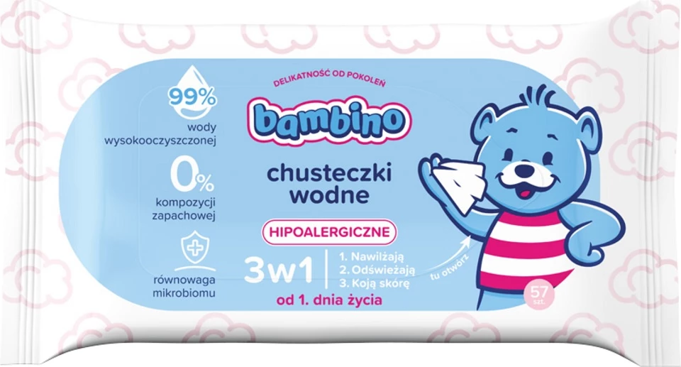 Peceta të lagura Bambino 3n1 57 copë