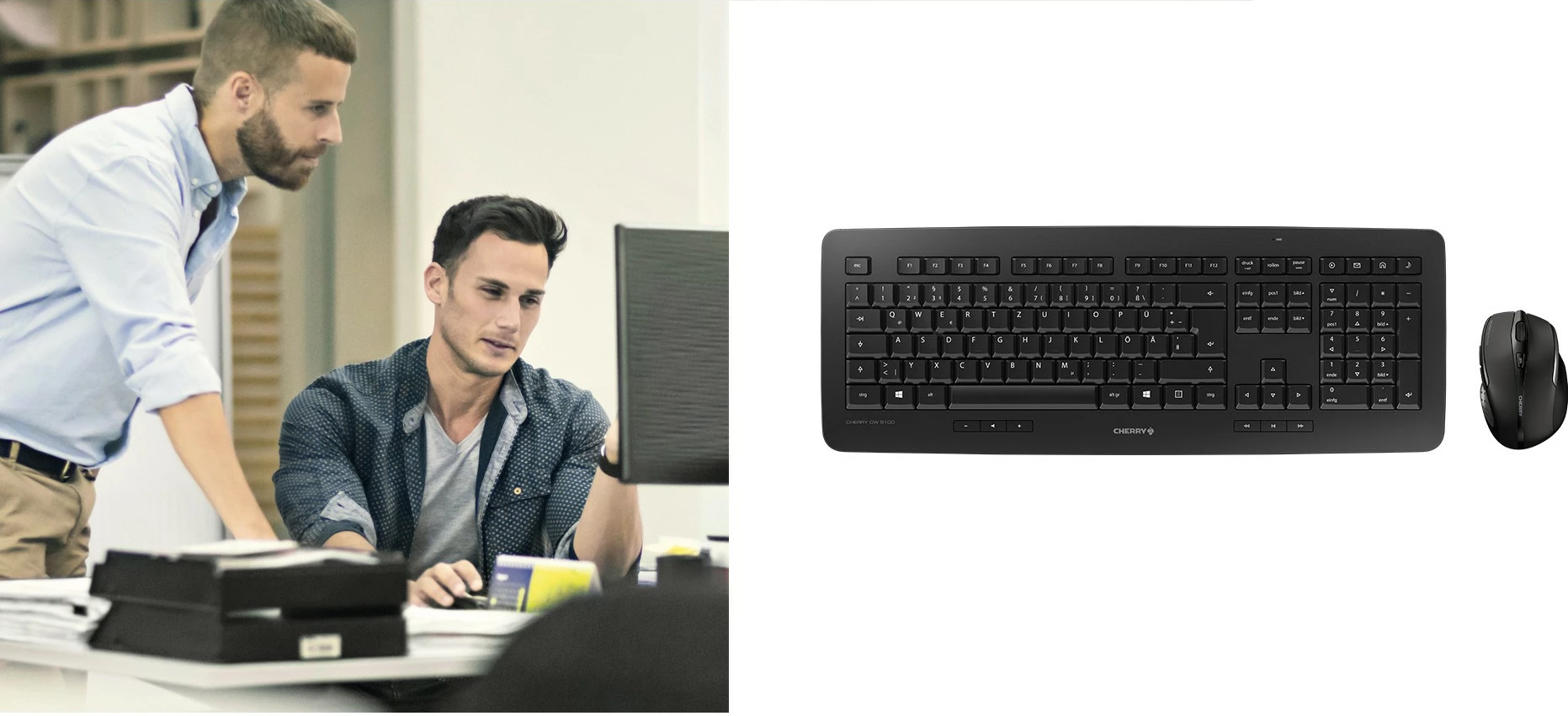 Kasë tastierë me maus Cherry DW 5100, wireless, US layout, e zezë