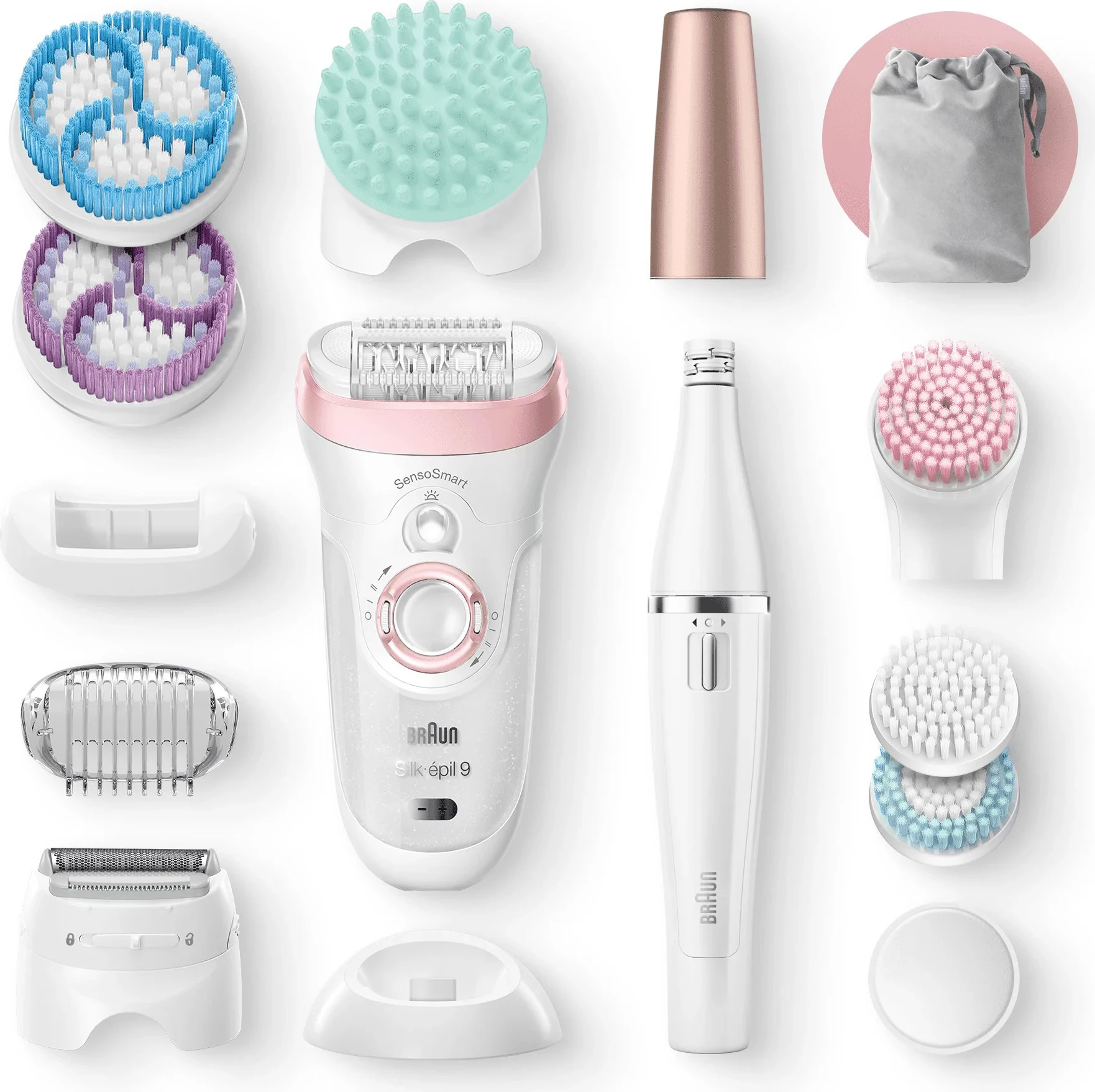 Set bukurie epilator Braun Silk-épil 9-995 9-në-1, FaceSpa, pa kabllo 50 min, Wet & Dry, me aksesorë set