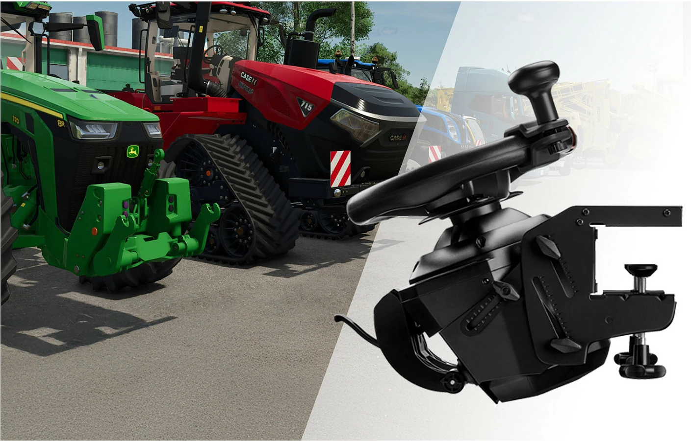 Volan gaming Thrustmaster T128P Simtask Farming Pack, USB me kabllo, Force Feedback, për PS5/PS4/PC, i zi