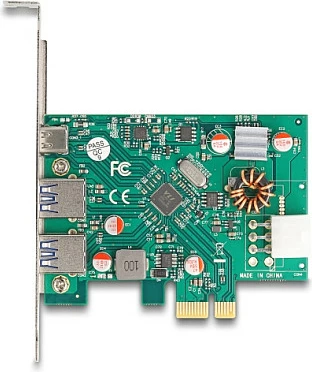 Kartë zgjerimi PCIe DeLOCK, 2x USB-A + 1x USB-C PD 30W, USB 3.2 Gen1 5Gbps, e gjelbër
