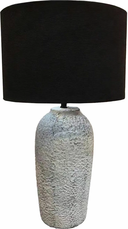 Llambë tavoline Marbuk, qeramikë gri, stof i zi, 17x17x60 cm