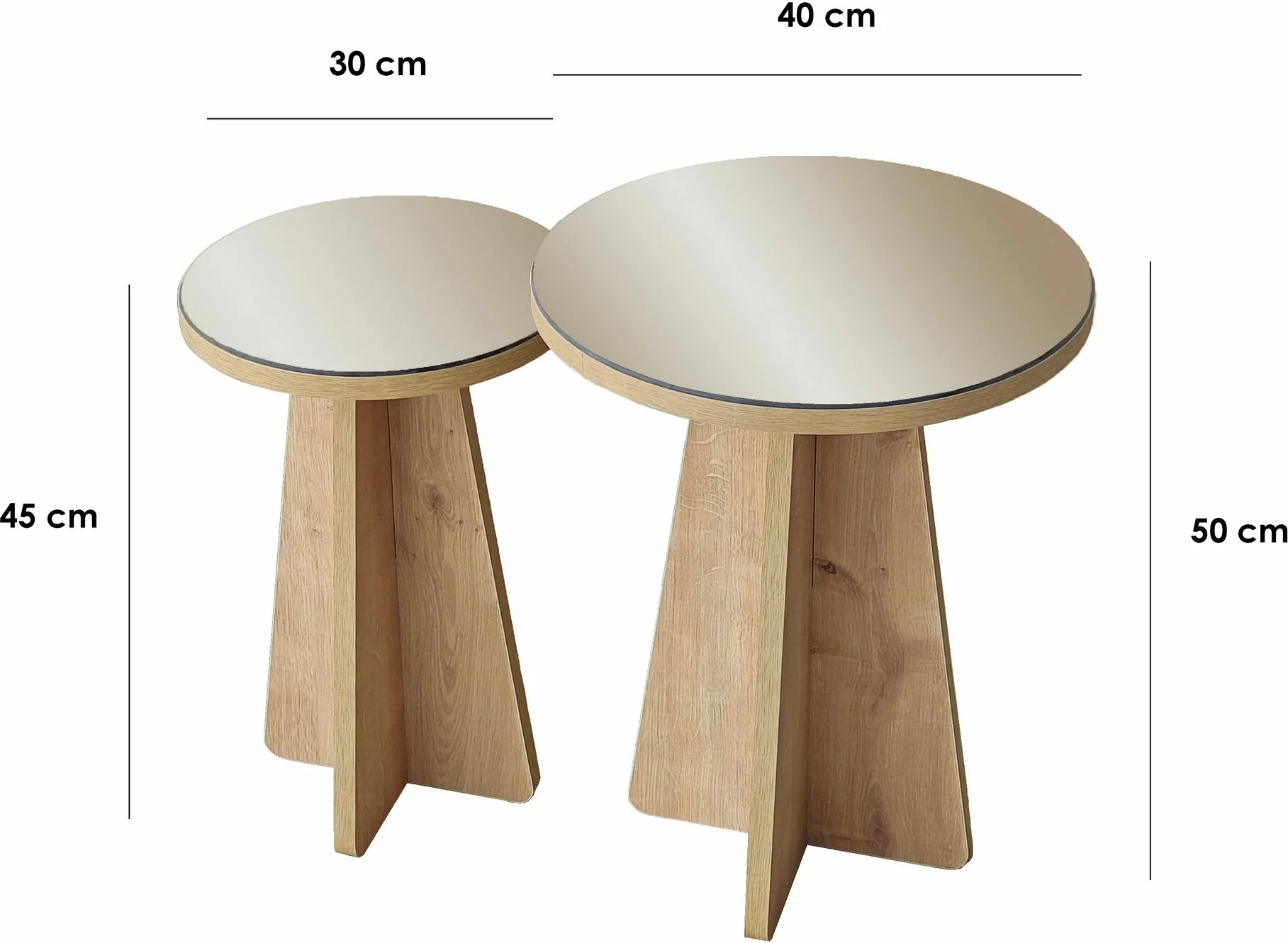 Set tavolinash anësore Skye Decor, Luna 2, bronzi, lisi sapphire