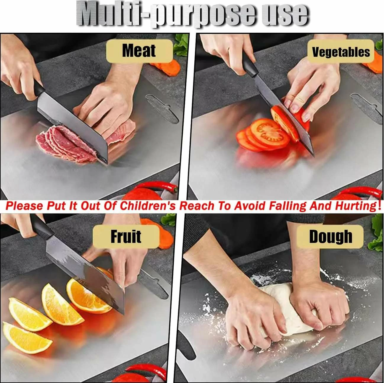 Dërrasë për prerje Hermia, çelik inox, argjendtë, PASCELB, 24x34cm