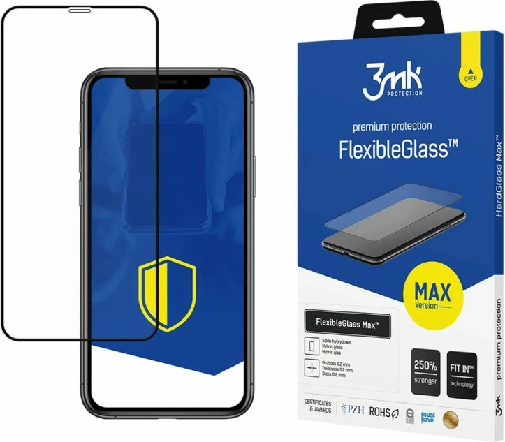 Mbrojtës ekrani hybrid 3mk Protection FlexibleGlass Max për iPhone Xs Max / 11 Pro Max, i zi