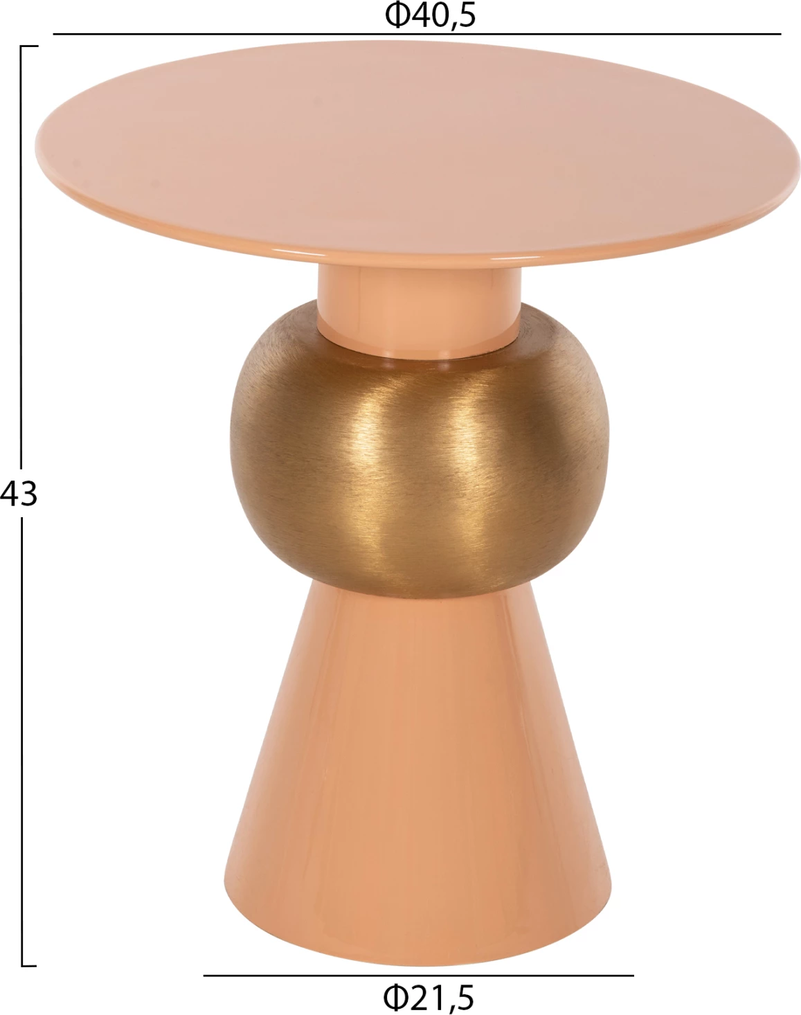 Tavolinë anësore PATNA FH4235.08 metalike ngjyrë rozë e ngrohtë (salmon)-ari Φ40,5x43Hcm