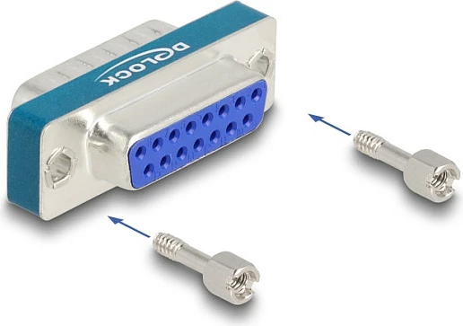Adapter VGA (D-Sub 15 pin) DeLOCK, filtër EMI/HF, mashkull në femër, argjendtë