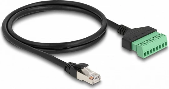 Kabllo rrjeti DeLOCK Cat6 RJ45 në bllok terminali, 1 m, e zezë/gjelbër