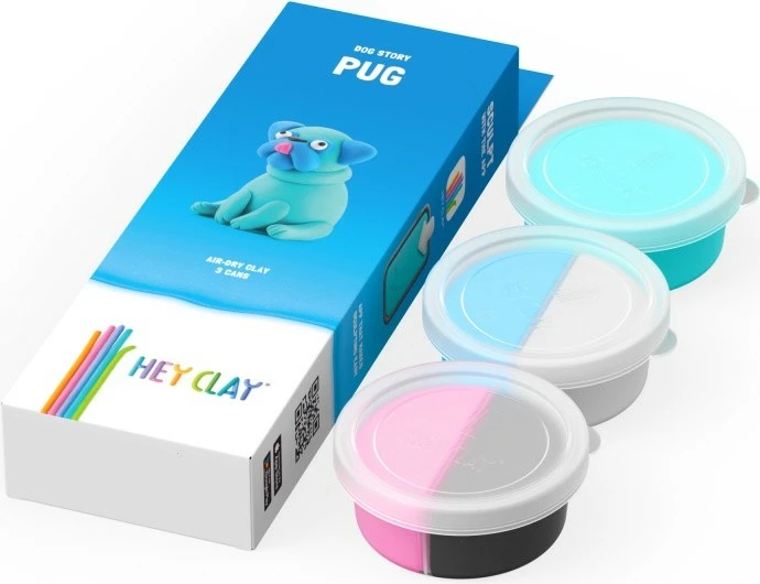 Masë modelimi Hey Clay Dog Story Pug, Tm Toys, 5 ngjyra
