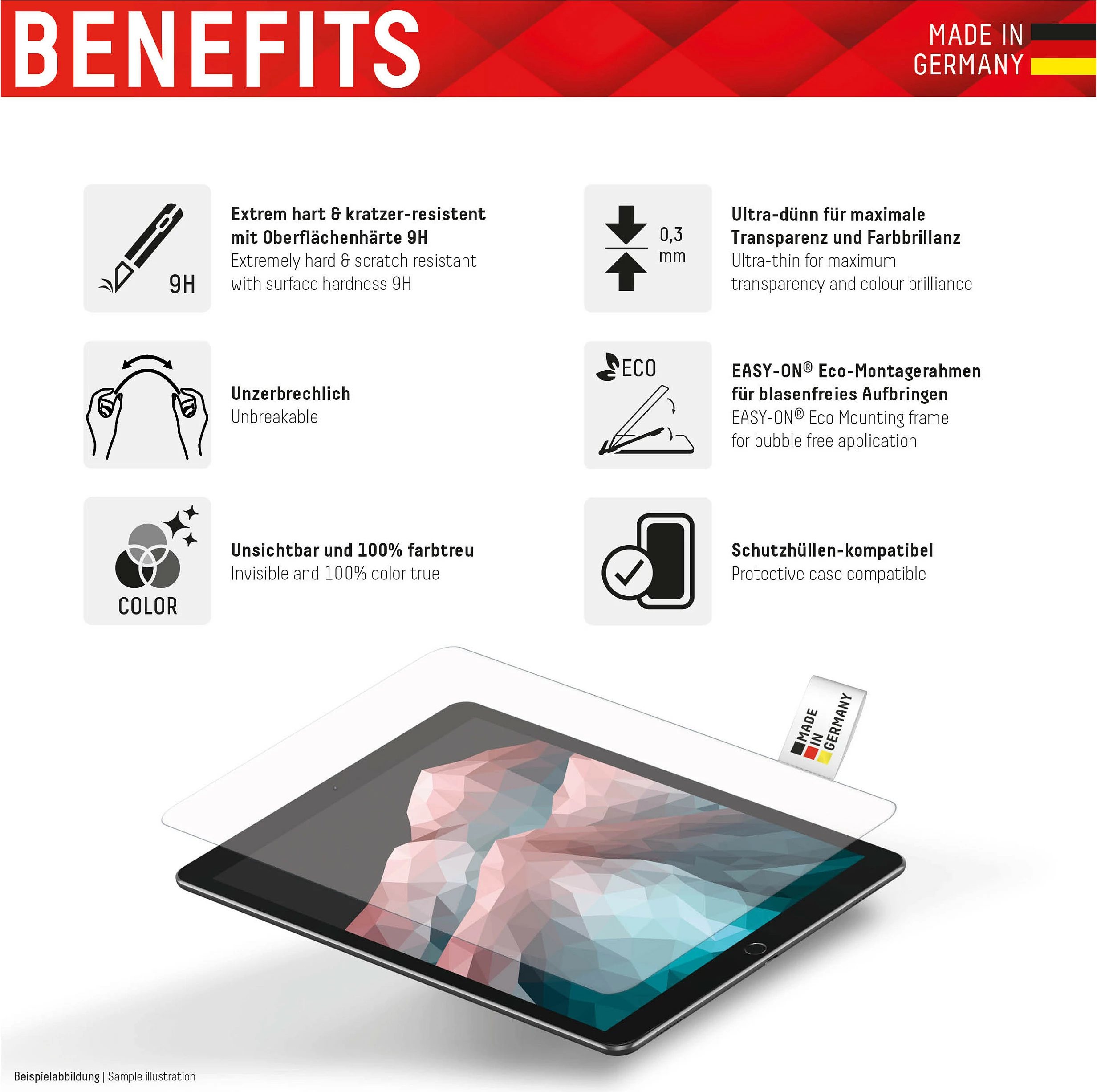 Xham mbrojtës Displex Tablet Glass 9H për Apple iPad 10.9" Gen 10 (2022) / iPad 11" (2025), transparent