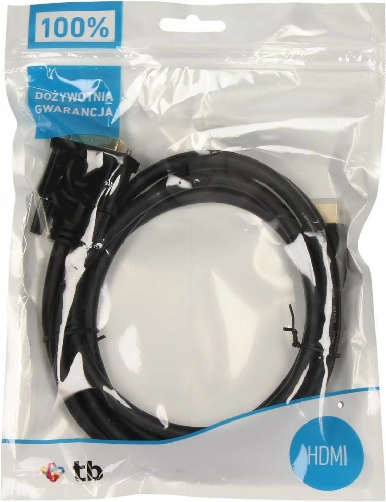 Kabllo HDMI në DVI TB, 1.8m, 24+1, e zezë