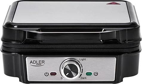 Hekur për waffle Adler AD 3083, 1800 W, Argjendtë