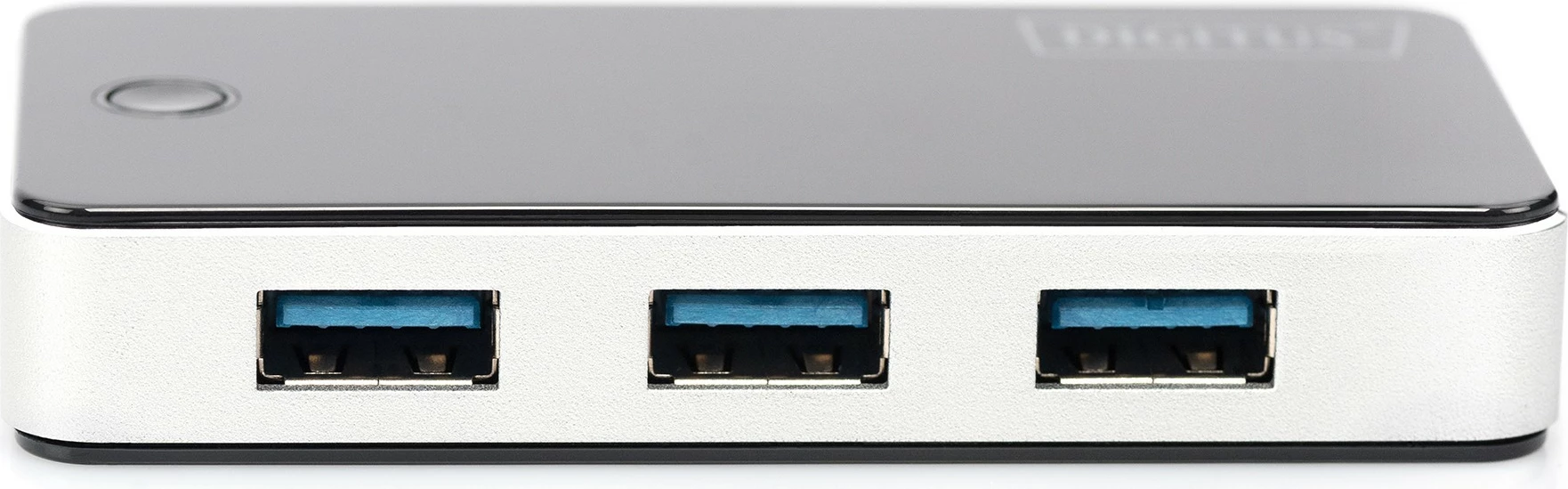 USB hub Digitus 4 porte USB 3.0, me adapter, zi/argjendtë