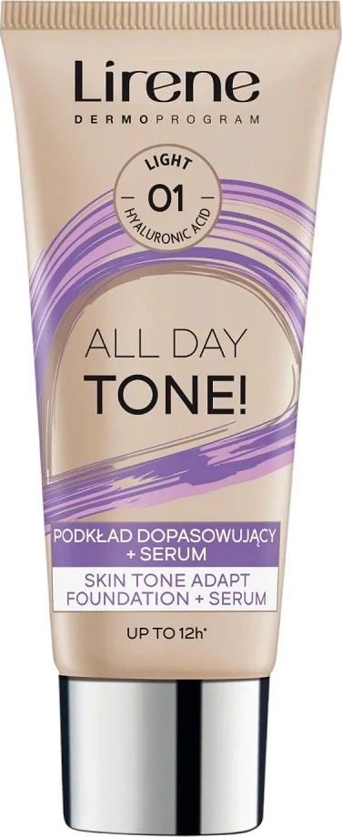 Fondatinë për femra Lirene All Day Tone! Foundation Matching Base + Serum 01 Light, 30ml