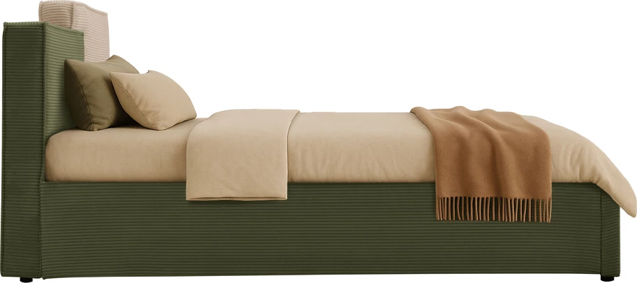 Krevat Puzzle, për dyshek 160x200cm, jeshile ulliri-bezhë, 223x176x106