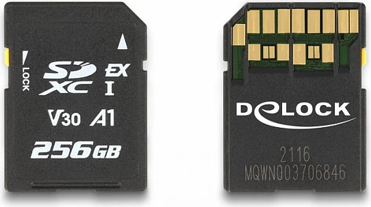Kartelë memorie SD Express DeLOCK 256GB, UHS-I U3 V30, 858/804 MB/s, e zezë
