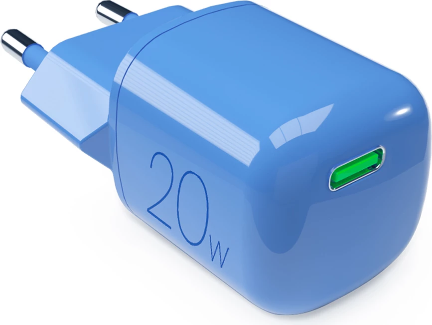 Karikues muri Puro Elektrik 20W GaN, USB-C, Kaltër