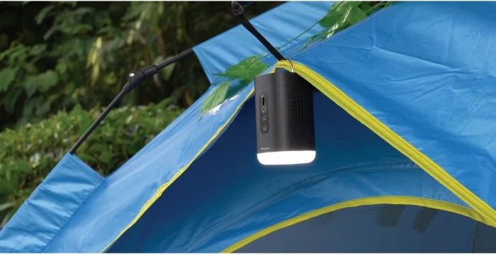 Mini pompë ajri me llampë kampingu Sandberg 420-93, bateri 1200mAh, USB-C, 4 hundëza, e zezë